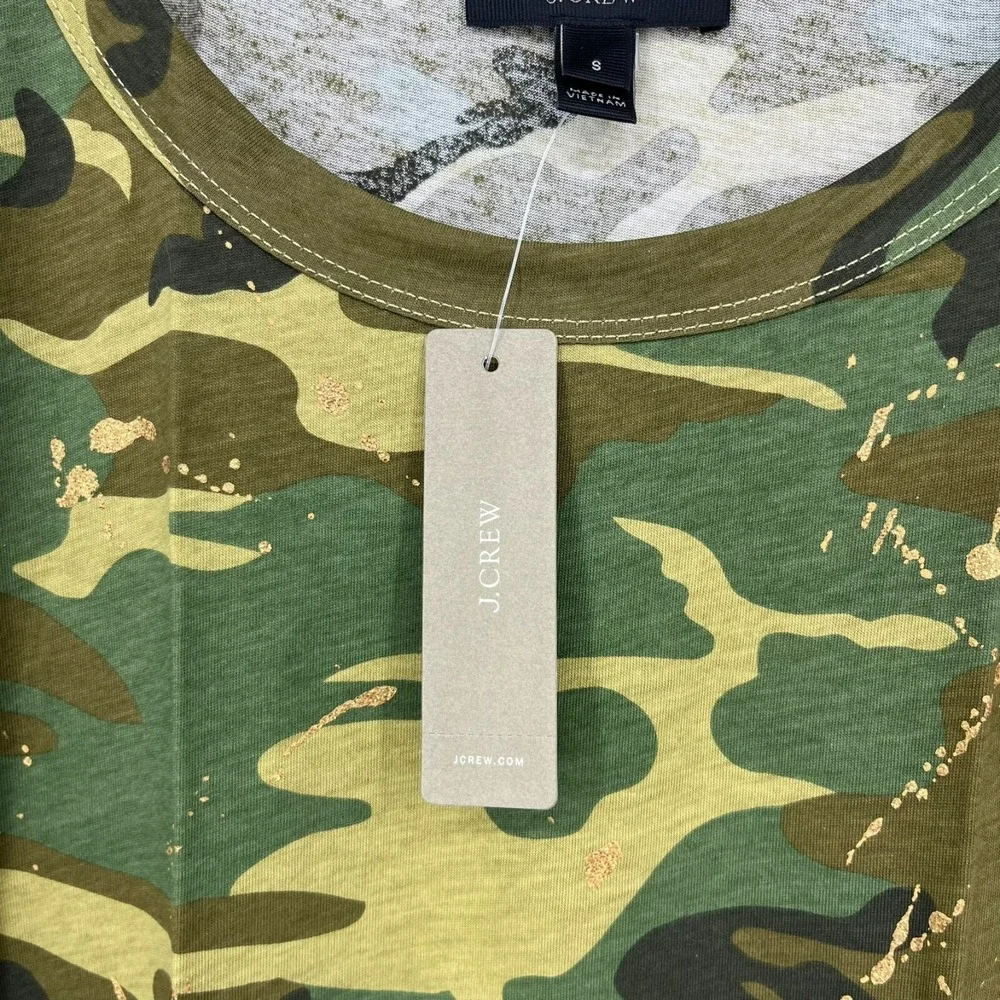J. Crew Camouflage T-Shirt Women's Size S Green Camo Print Short Sleeve New‎ NWT